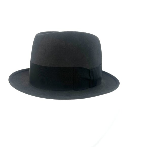 Vintage Royal Stetson Charcoal Felt Fedora Hat 7 1/8 Harry Levinson Men's USA - Picture 2 of 8